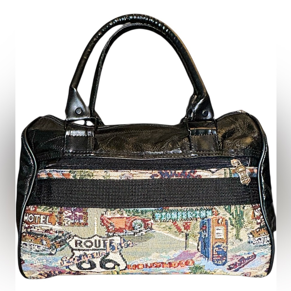 Vintage Route 66 Jade Duffle Bag Leather Multicolor Travel Bag